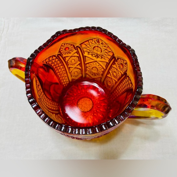 Vintage Indiana carnival glass open sugar bowl. No chips, cracks or rough edges. - Picture 4 of 6